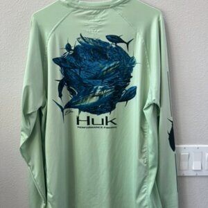HUK Men's Vented Long Sleeve Fishing Shirt UV protection Performance Fabrics Lg